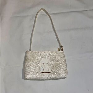 Used Brahmin White Crocodile-Embossed Women's Bag
